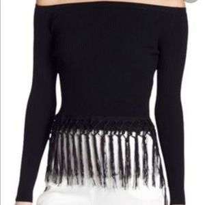 *Line + Dot Libre Fringe Off-the-Shoulder Top